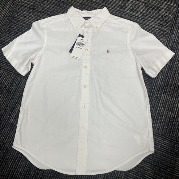 POLO Ralph Lauren Boys Cotton Button Front Shirt Short Sleeves Size M (10-12) - Picture 2 of 9
